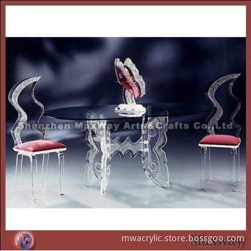 Acrylic blue butterfly-shaped furniture modern room table and chair sets